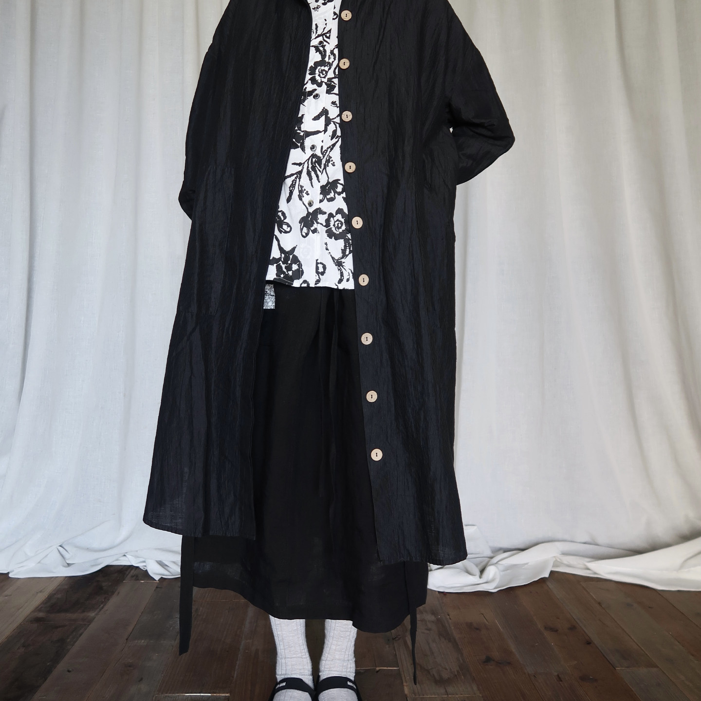 意大利制手绘印花黑白柔脆棉衬衫