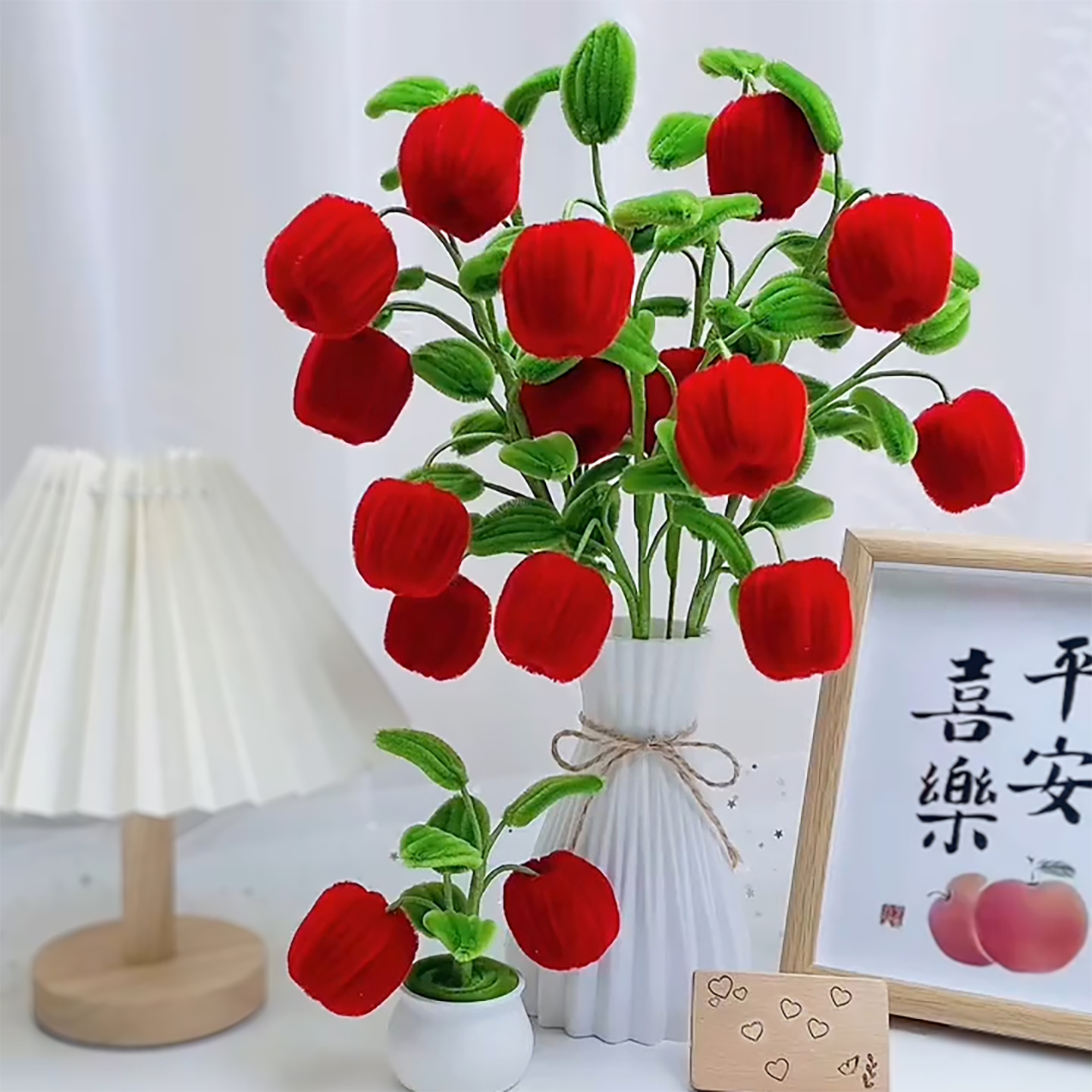 送小盆栽扭扭棒苹果花DIY材料包