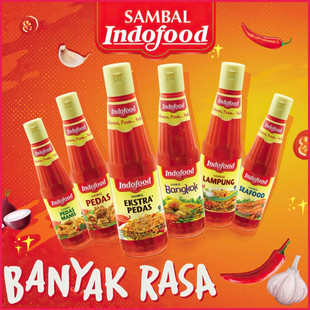 印尼Indofood营多福特辣蒜味辣椒酱135ml*2支SAMBAL EKSTRA PEDAS