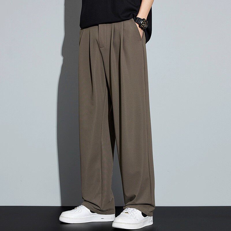秋冬季休闲西裤男款垂感宽松直筒长裤高级感阔腿时尚休闲裤男