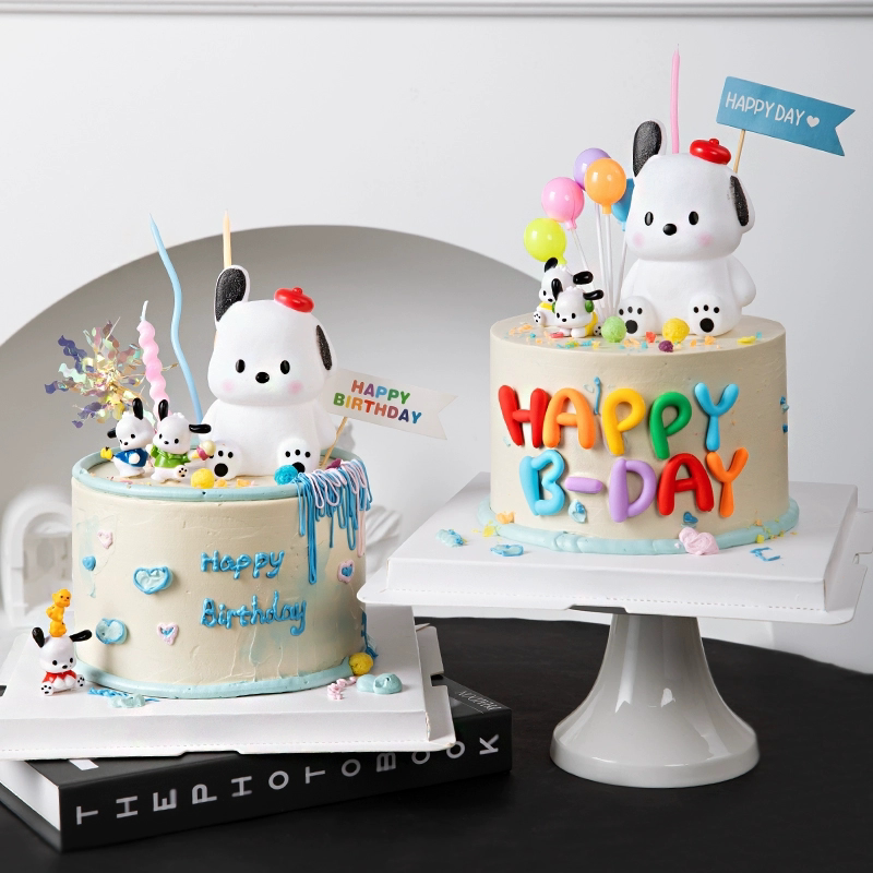 网红发光帕哈狗烘焙蛋糕装饰品摆件儿童生日派对甜品台小狗插件