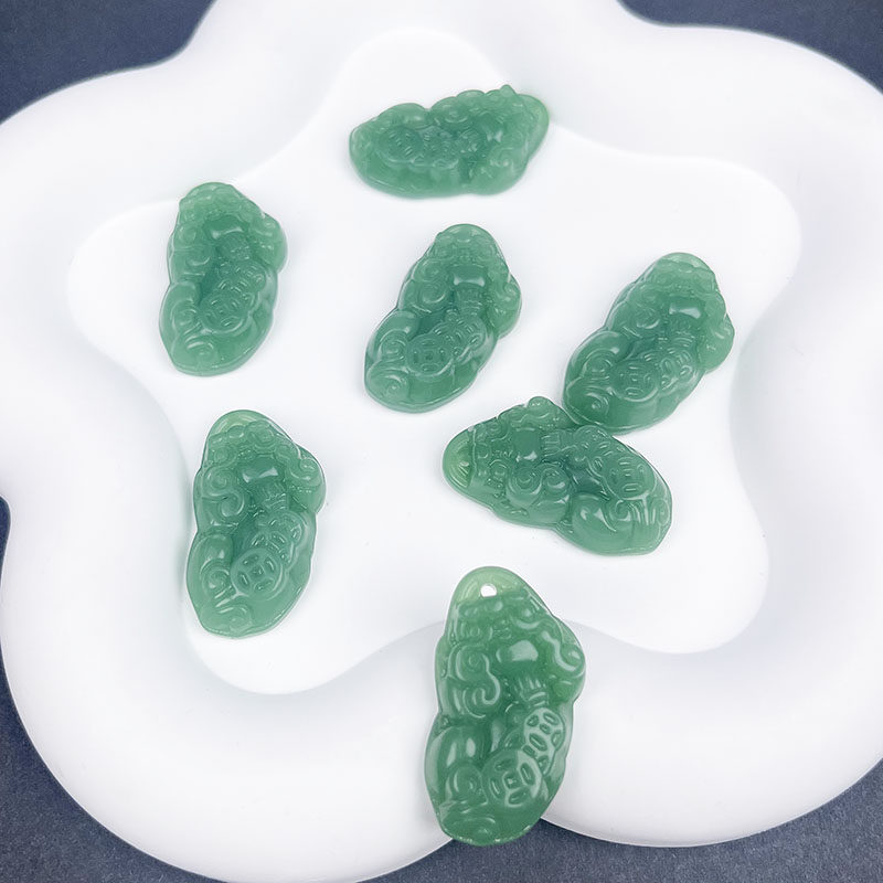 貔貅挂件琉璃绿色摆件手工编织吊坠吊饰DIY饰品配件仿玉石项链图片
