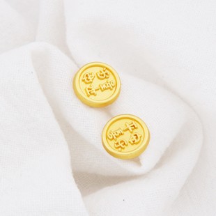 古法哑金色平安喜乐纽扣图案按扣肩扣裤子后兜纽扣配件挂饰材料
