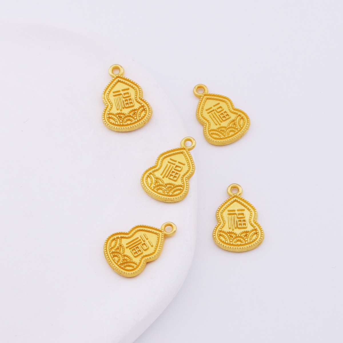 DIY饰品配件古法哑金福字葫芦吊坠手工挂件项链串珠手链吊坠配饰
