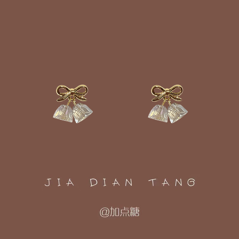 加点糖/减龄好神器 少女俏皮蝴蝶结铃铛耳钉新年气质温柔耳饰