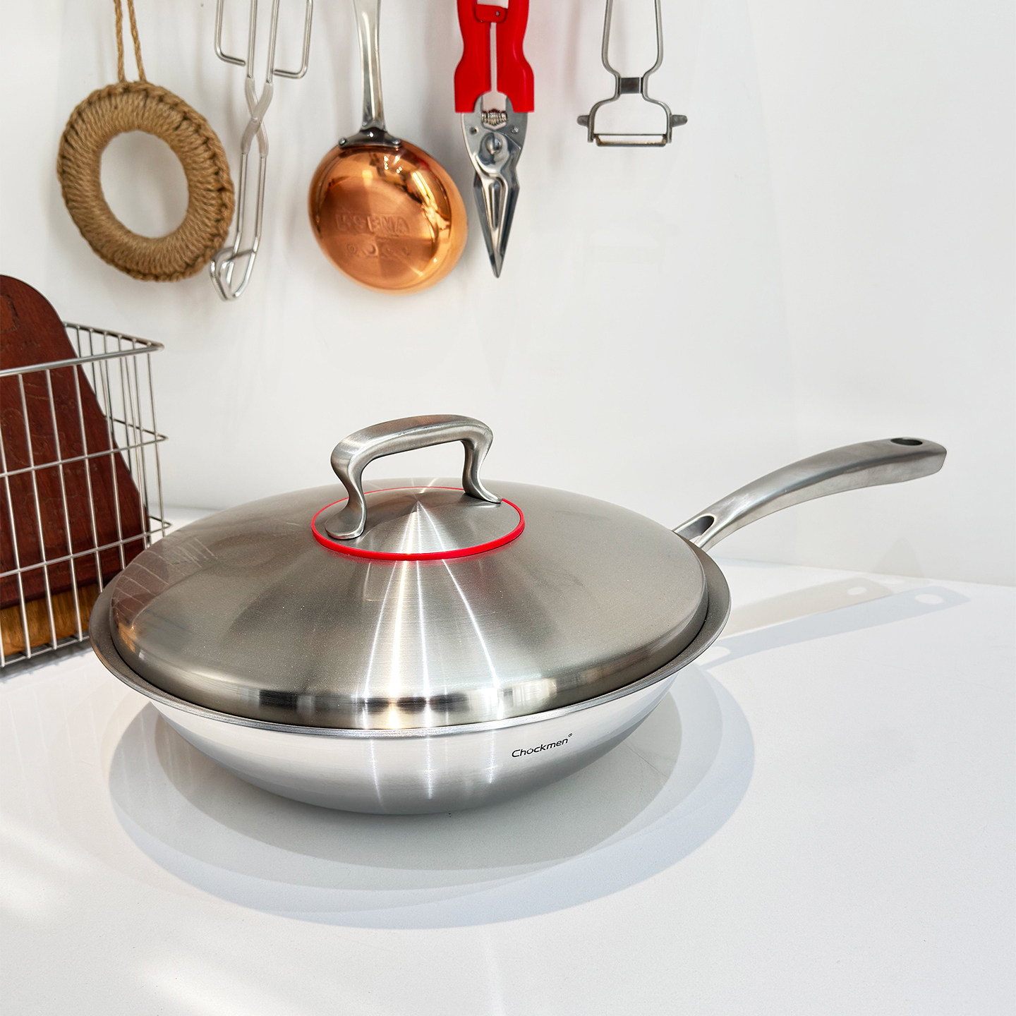 chockmen18/10不锈钢炒锅带盖无涂层家用炒菜不粘锅厨房锅具,厨房/烹饪用具,炒锅,淘宝优惠券,粉丝福利购,淘宝优惠卷