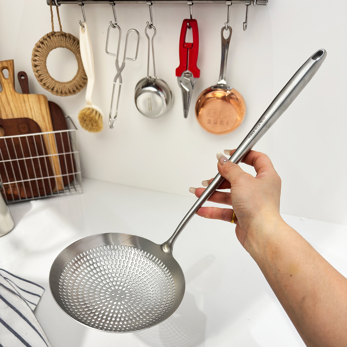 超大号！18-10不锈钢大漏勺笊篱