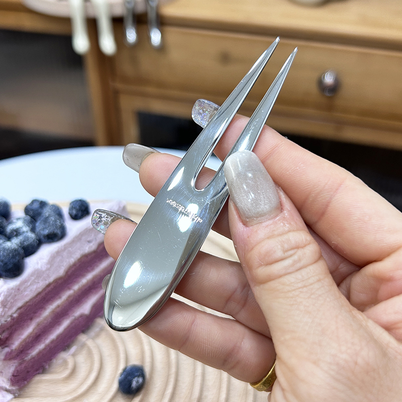 高颜值出口304不锈钢创意月饼叉凉粉叉日式水果叉户外简洁