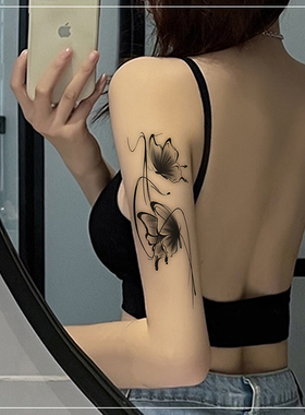 蝴蝶御姐银纹身贴防水女持久魅魔草本黑桃高级感羞耻遮盖疤痕眼罩