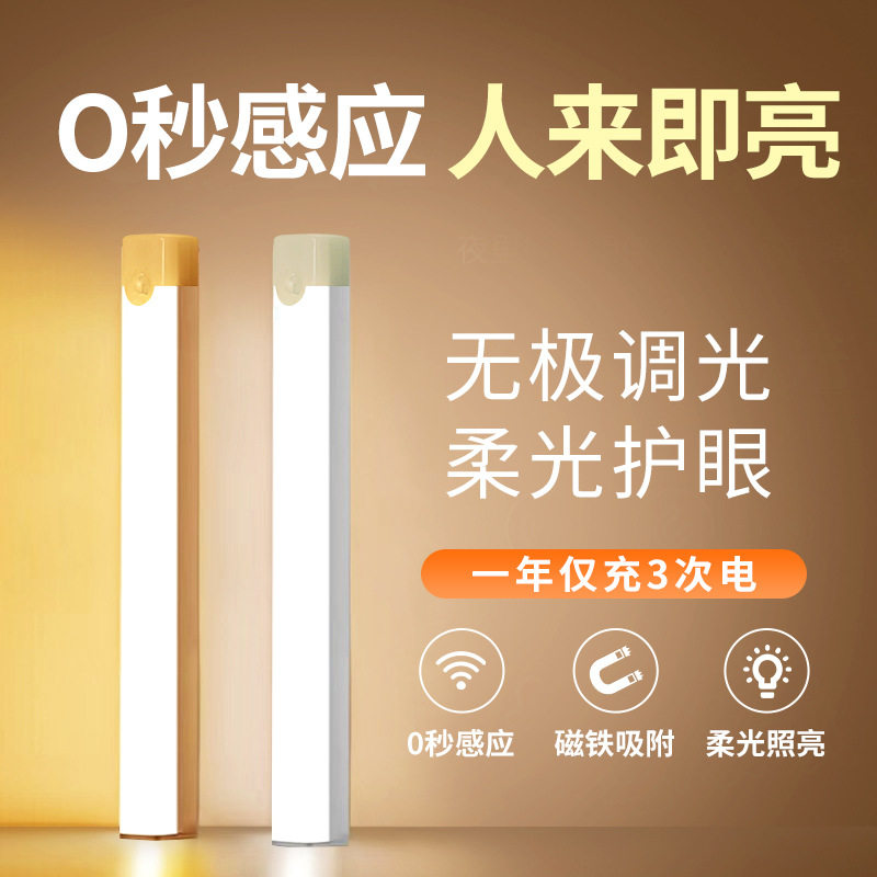 条形智能人体感应LED小夜灯typec充电磁吸鞋柜衣柜橱柜光控起夜灯,家装灯饰光源,小夜灯,淘宝优惠券,粉丝福利购,淘宝优惠卷