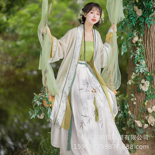 九华瑶原创汉服女中国风对襟宋制四件套齐腰襦裙超仙飘逸夏季