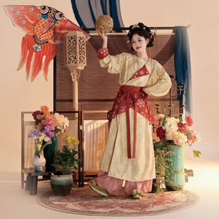 盛世唐套装 复原拼色男女情侣款 圆领袍灯笼裤 唐制原创汉服2025新款