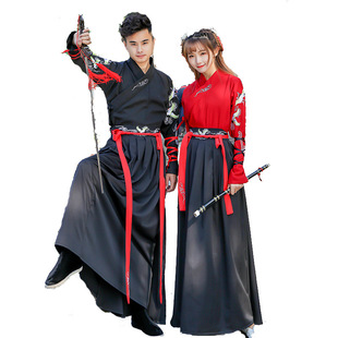 汉服女中国风超仙明制武侠黑色霸气男情侣款 学生古风帅气侠女古装