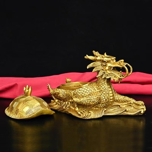 纯铜龙龟开盖龙龟龙头招财龟家居装饰铜器摆件送礼烟灰缸