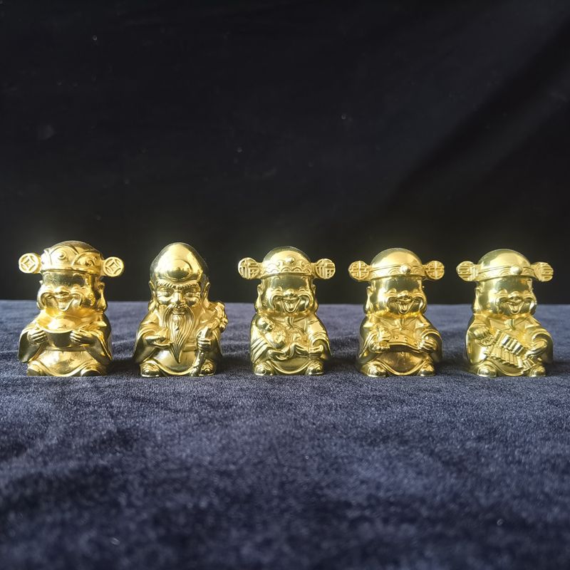纯铜五福财神工艺品摆件