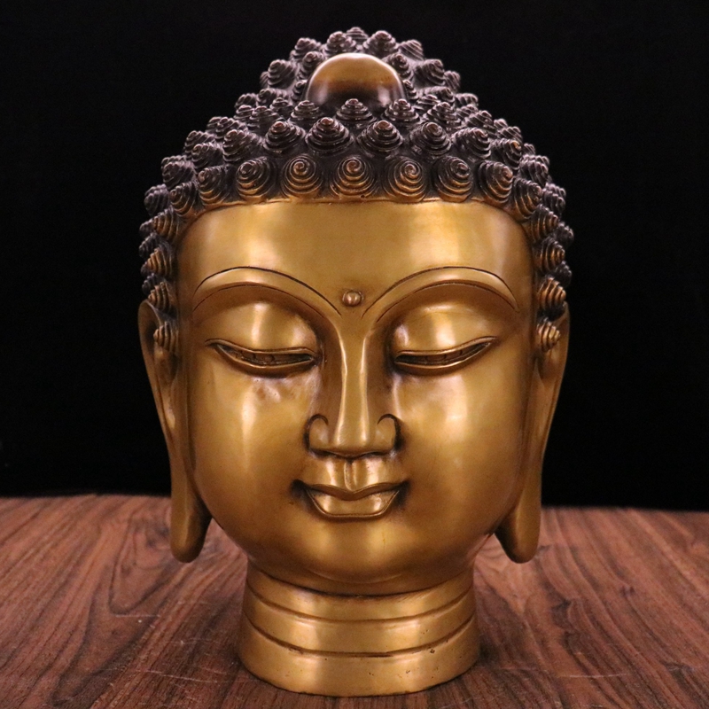 纯铜佛头仿古佛头摆件释迦摩尼佛头佛像客厅家居品装饰摆设