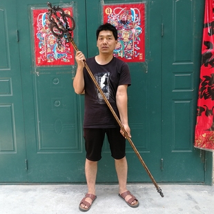 纯铜地藏王锡杖法器铜九股27环锡杖佛铜禅杖铜器摆件禅杖底2米