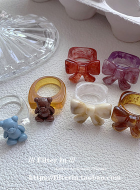 (半价清仓）F.I / 日系少女 蝴蝶结 小熊 树脂亚克力 戒指 多款入