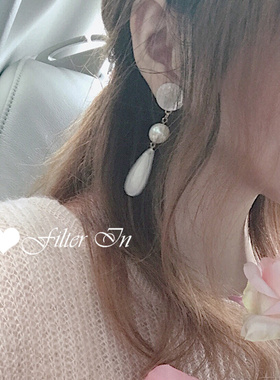 (半价清仓）blingbling这对耳环闪着金~古董雨滴珠少女感耳钉耳夹