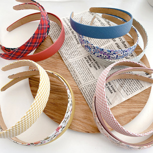 bm红色格子发箍少女百搭外出发卡韩国网红法式头箍发带发饰头饰品