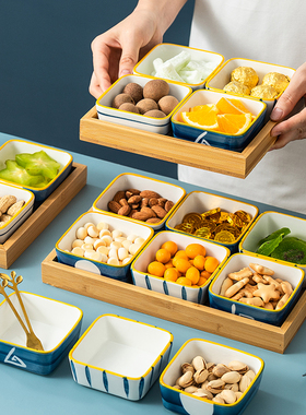 干果盘客厅家用ins高颜值坚果零食果盘分格收纳过年茶几摆放盒