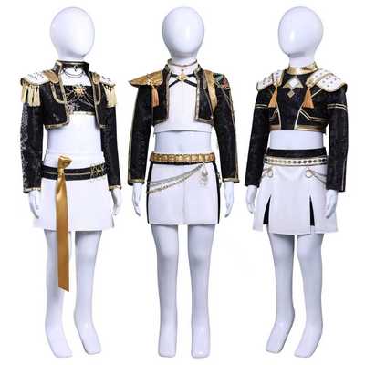 猎魔女团cos服黑皮儿童款