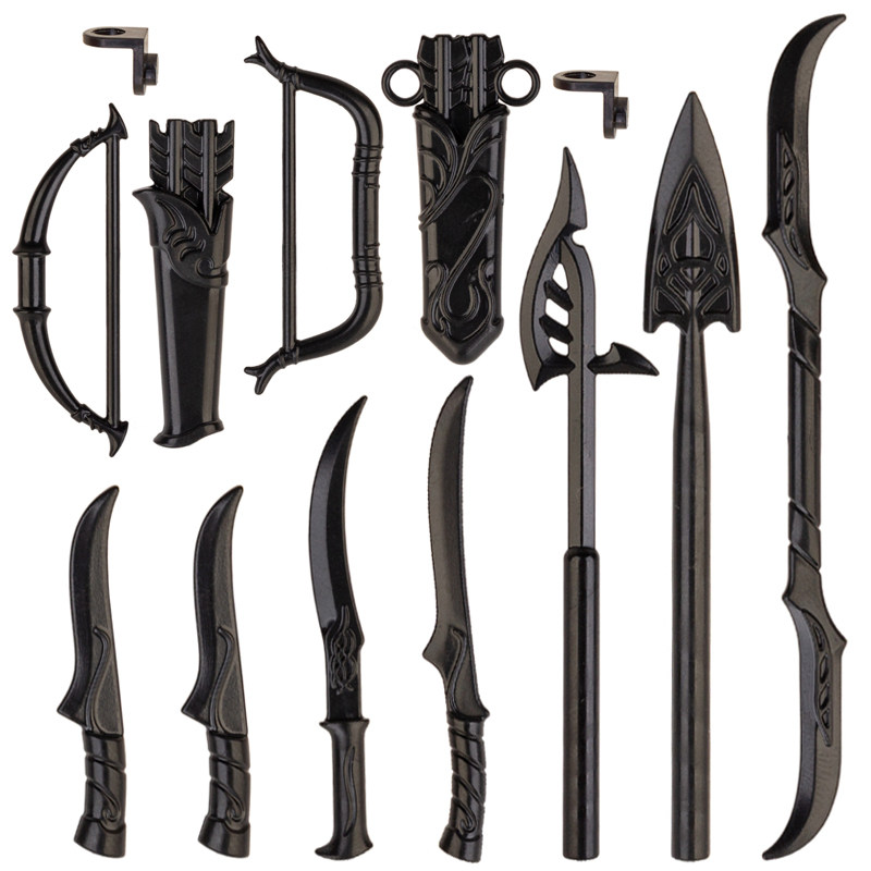 科睿中古人仔配件魔戒指环王精灵长矛剑弓箭武器积木散件兼容乐高