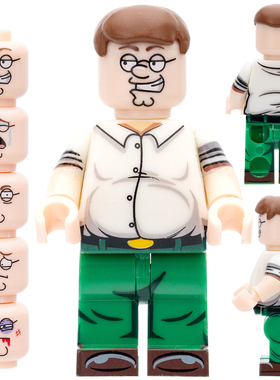 适用乐高恶搞之家皮特表情包大肚子彼得MOC拼装积木人仔玩具DY533