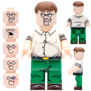 适用乐高恶搞之家皮特表情包大肚子彼得MOC拼装 积木人仔玩具DY533