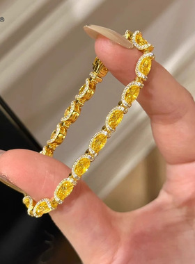 法式复古小冰糖黄钻蕾丝手链轻奢时尚星河公主蕾丝花边海蓝宝手链