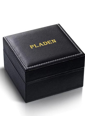 PLADEN品牌手表原装盒子黑色高档翻盖皮质礼品盒