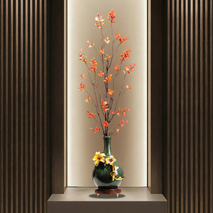 入户门玄关珐琅彩细长竖高干花瓶摆件高级感客厅开放格陶瓷装饰品