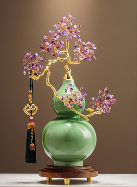 紫气东来玉瓷葫芦摆件高档招财客厅电视柜酒柜装饰品乔迁新居礼品