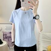 探拓速干T恤女圆领运动短袖 户外跑步上衣弹力轻薄透气瑜伽服半袖