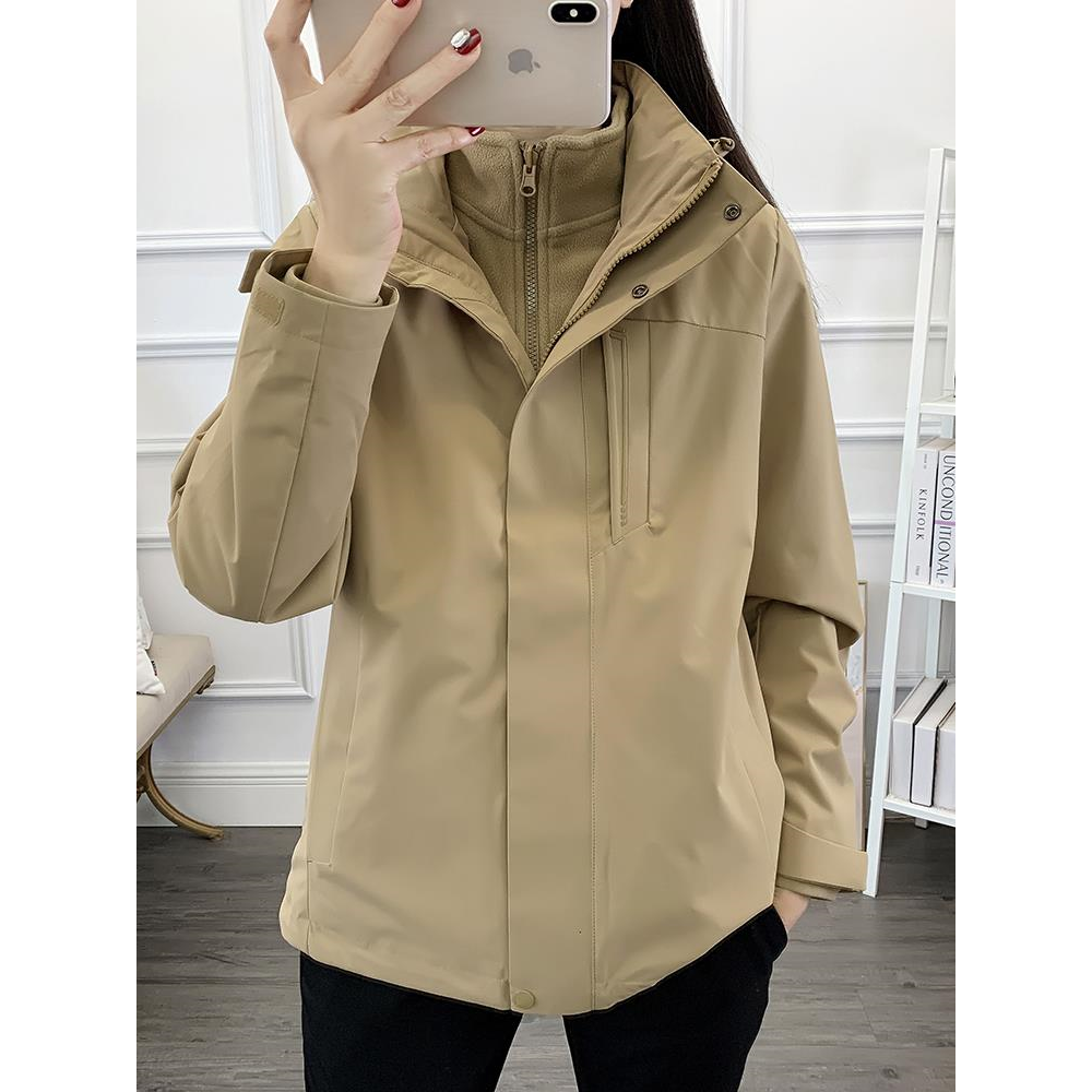 冲锋衣女款2025新款三合一防风防水户外登山定制印logo工作服外套