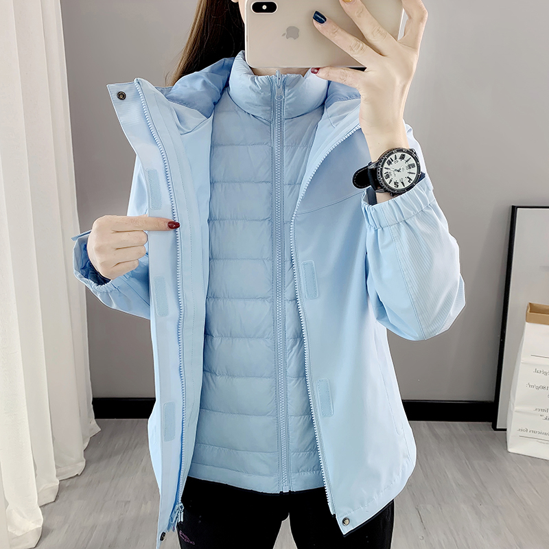 白鸭绒内胆三合一冲锋衣女可拆卸防寒保暖外套冬户外登山服男西藏