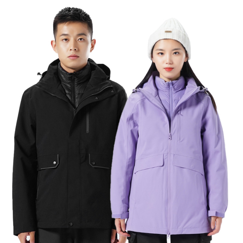 探拓秋冬新款羽绒内胆两件套冲锋衣男女式保暖徒步旅行外套