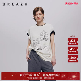 复古圆领休闲短袖 情人节浪漫婚礼印花美式 T恤 新款 URLAZH有兰秋季