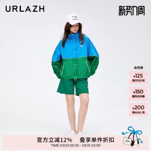 短裤 纯棉宽松舒适抽绳绿色直筒运动五分裤 女 时尚 URLAZH有兰新款