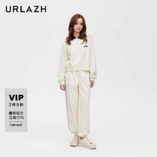 复古休闲简约宽松运动绣花卫裤 URLAZH有兰新款 女