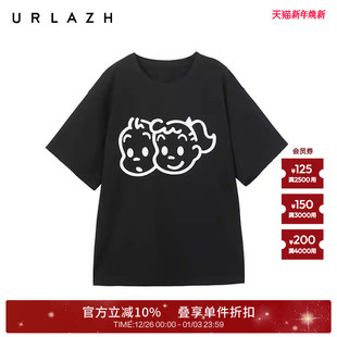 T恤女 原田治联名系列简约休闲百搭圆领纯棉黑色短袖 URLAZH有兰