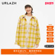 URLAZH有兰新款 黄色羊毛复古格纹休闲大衣外套女LM3TC06