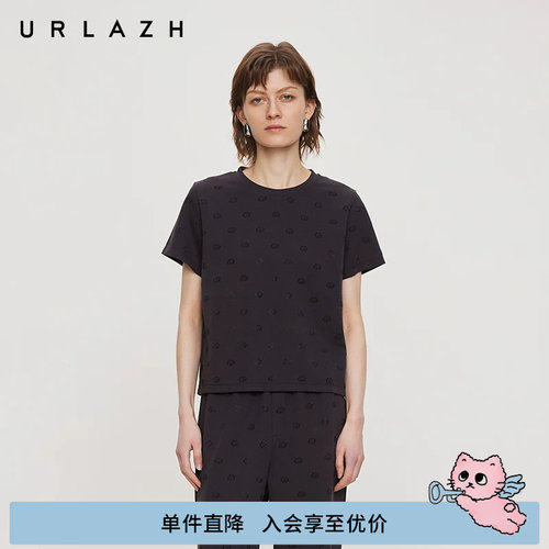 urlazh/有兰猫咪烫钻休闲T恤