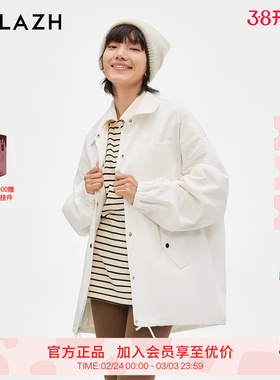 URLAZH有兰新款白色复古翻领休闲简约宽松外套女IM3JA15