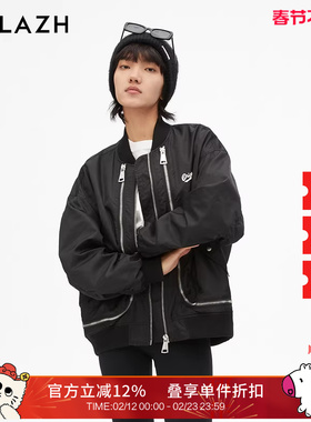 URLAZH有兰新款黑色复古宽松印花休闲外套女JM3JA05