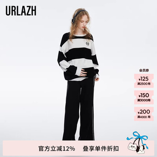 宽松直筒显瘦阔腿休闲裤 女 复古黑色时尚 URLAZH有兰春秋新款