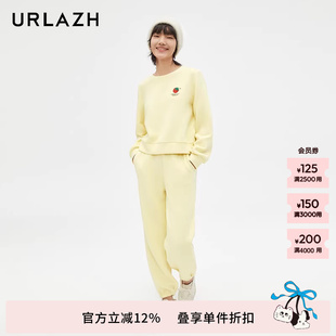 URLAZH有兰新款 女LM3PA14 黄色松紧腰宽松运动休闲裤