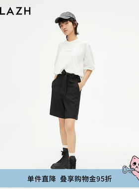 URLAZH有兰新款黑色直筒休闲宽松舒适西装短裤女EM3PA06