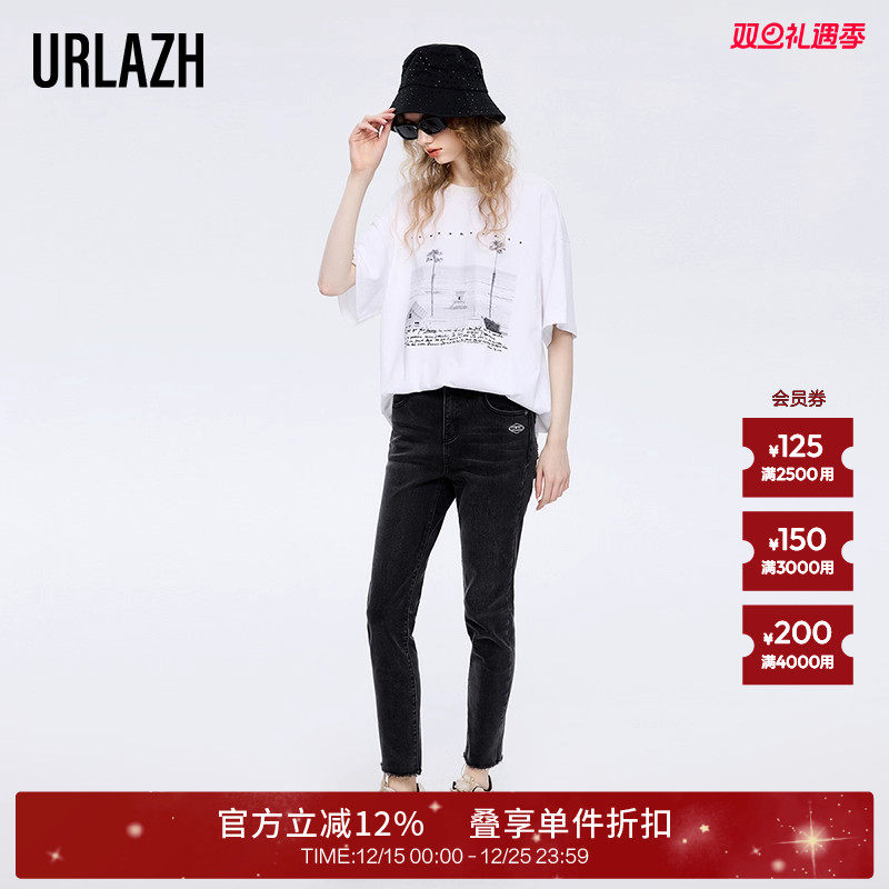 urlazh/有兰黑色牛仔裤