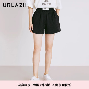 时尚 黑色洋气简约百搭运动休闲宽松短裤 新款 URLAZH有兰夏季 女